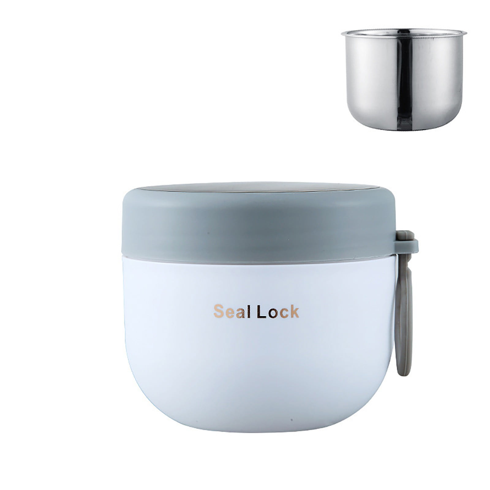 SLUOHZXI Food Jar for Hot Food Adults 600ml Soup Thermo Lunch Containers Wide Mouth Vacuum Insulated Stainless Steel Leakproof Bento Box with Spoon (Beige)