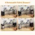 thumbnail image 4 of Satifur 66" L-Shaped Desk with Power Outlets, 4 Fabric Drawers & 2 Monitor Stands, Convertible Two Person Home Office Desk,Gray, 4 of 9