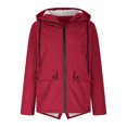 thumbnail image 6 of Lmnyox Women's Winter Rain Jacket Fleece Lined Zipper Up Hooded Long Rain Coat Waterproof Thermal Outdoor Windbreaker, 6 of 6