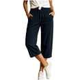 thumbnail image 4 of Tsesme Corduroy Capris for Women Drawstring Elastic Waist Cropped Trousers with Pockets Fall Loose Fits Comfy Bottom Daily Wear, 4 of 8