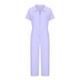 thumbnail image 5 of Simua Womens Dressy Jumpsuits Casual One Piece Outfit Zipper Up Short Sleeve Wide Leg Long Pants Romper, 5 of 7
