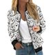 thumbnail image 1 of Chaqueta bomber informal con estampado de calabaza para mujer, abrigo ligero con cremallera y estampado floral para primavera y otoño, 1 of 5