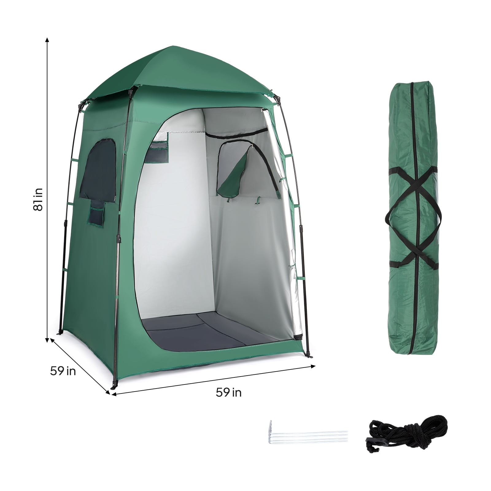 Ktaxon Camping Shower Tent, Waterproof Pop Up Single Changing Tent, Portable Dressing Room, Outdoor Privacy Tent for Beach, HIking, Photography Studio, Green