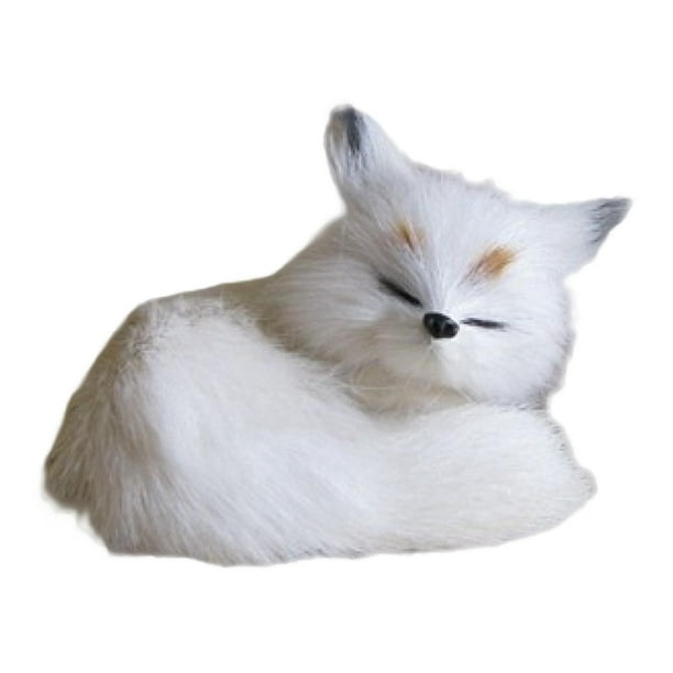 Figura de peluche de animal dormido simulado, vitrina para juguetes, mesa, decoración del hogar, muñeco de peluche para regalo de hotel Blanco