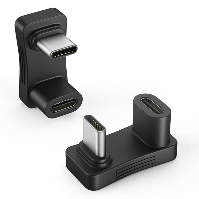 Adaptador USB-C MoKo con ángulo de 180 grados USB-C macho a hembra, paquete de 2
