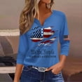 thumbnail image 2 of USA 250th Anniversary Patriotic Henley Tops Women 3/4 Sleeve V Neck American Flag Print Button Down Casual Shirt, 2 of 3