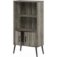 thumbnail image 7 of Homestock Mid Century Style Accent Cabinet With Wood Legs, Fits In Your Space, Sturdy On Flat Surface, 2 Tall Shelving And A Storage Cabinet-Finish:French Oak Gray, 7 of 7