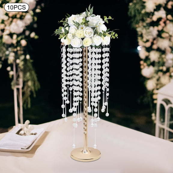 10 Pieces Crystal Acrylic Table Centerpieces Gold Flower Stand Wedding Party Centerpieces Home Decor