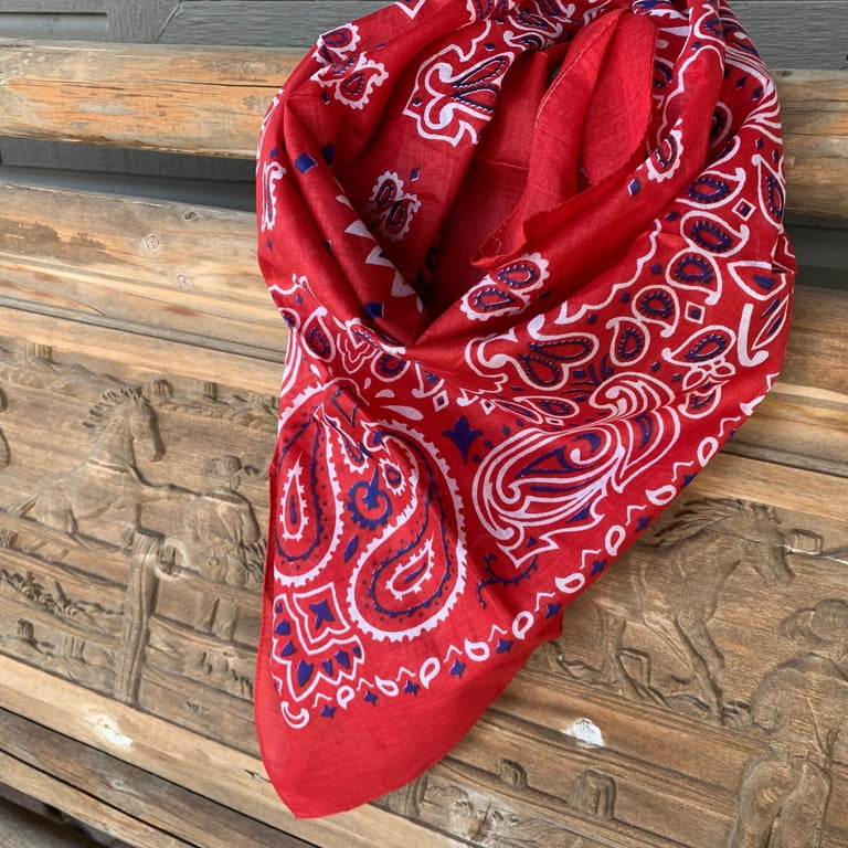 crabat Mix Bandana Scarf クラバット 大判シルクスカーフ Red Bandana Print Oversized Scarf - Walmart.com