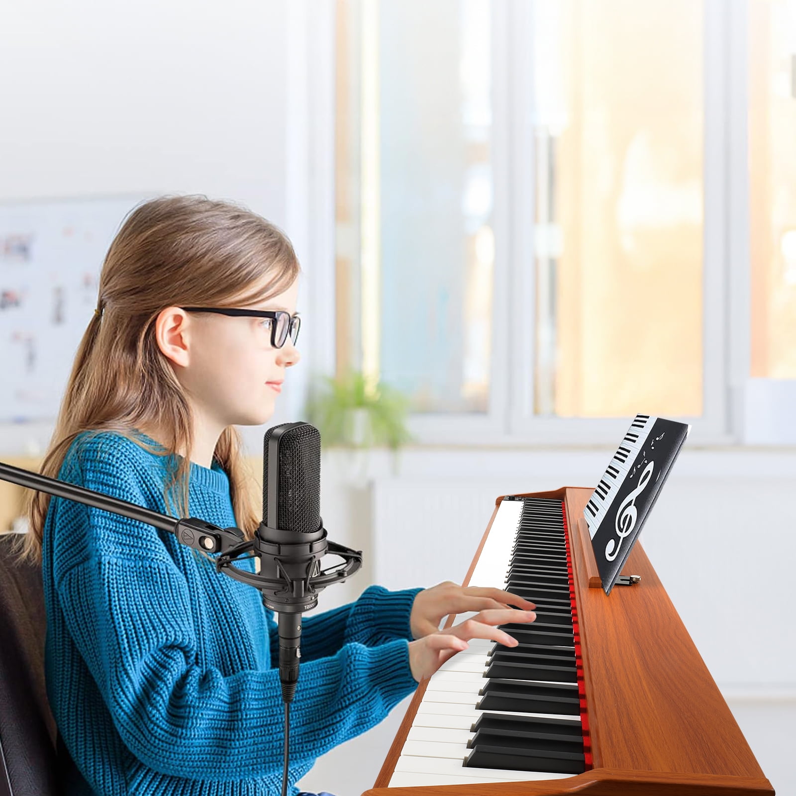 Ktaxon 88 Key Digital Piano Full Size Semi-Weighted Standard Keyboards, Portable Electric Piano with Stand, MIDI Bluetooth, Triple Pedals, Headphone, Wood