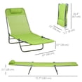 thumbnail image 3 of Outsunny 2-Piece Folding Chaise Lounge, Reclining Sun Tanning Chairs, Green, 3 of 10