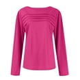 thumbnail image 3 of LISTHA Long Sleeve Shirts for Women Fashion Pleated Tops Crew Neck Dressy Tunic Tops 2025 Casual Blouses Hot Pink XL, 3 of 6