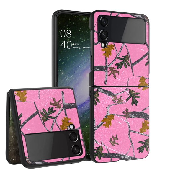 ANJ  Hard Protective Printed Case Cover Compatible with Samsung Galaxy Z Flip 4 - Pink Tree