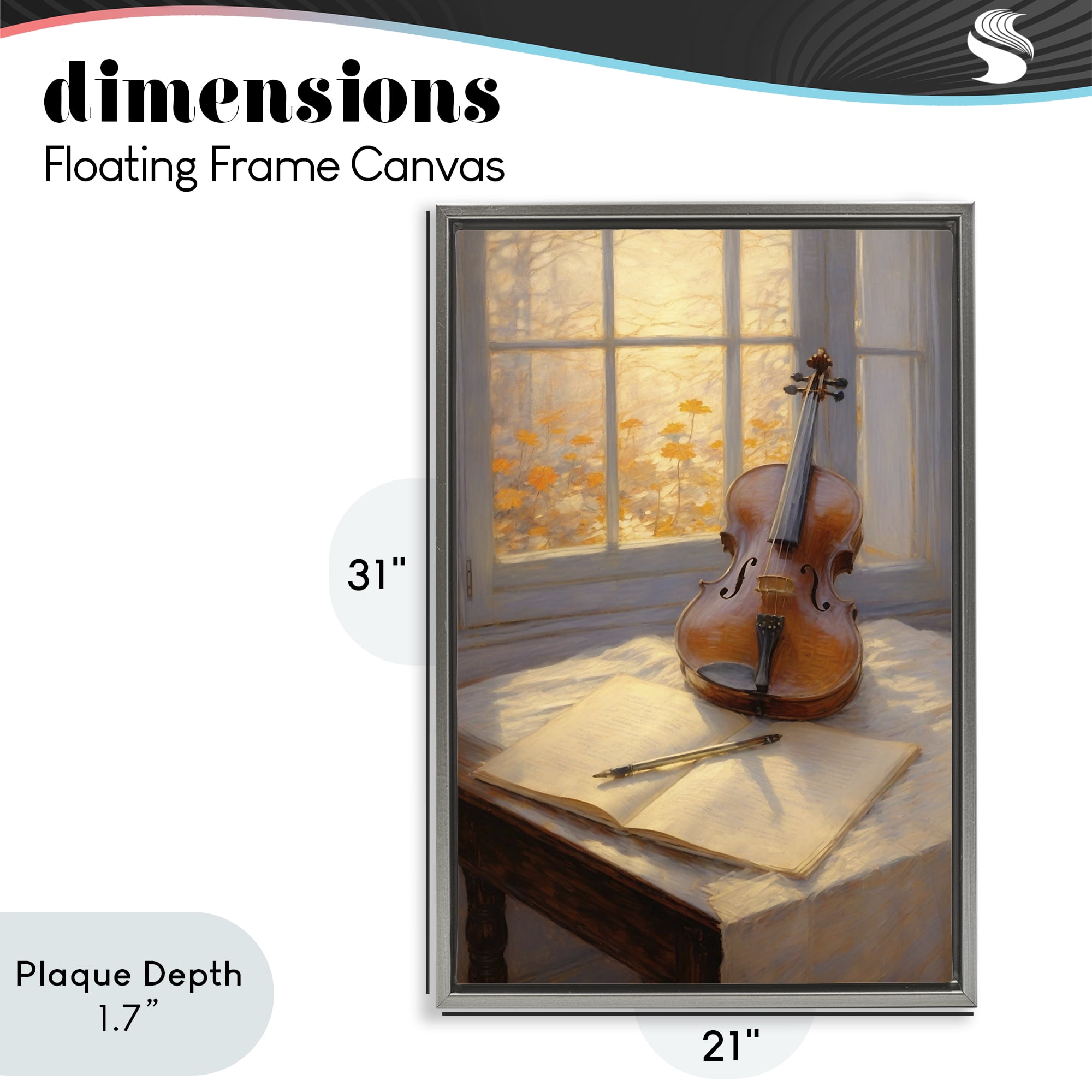Stupell Industries Autumn Sunlit Violin Gray Framed Floater Canvas Wall Art, design by Angie Hawke