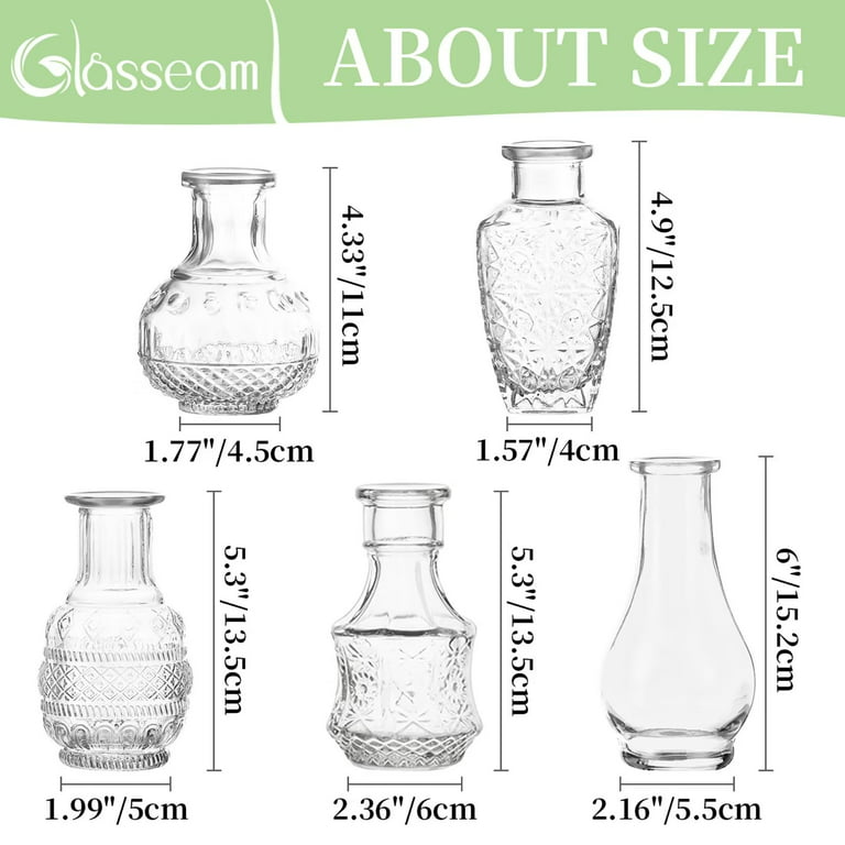 Glasseam 6 inch Small Glass Bud Vases for Flowers Set of 12 Bulk Skinny  Vase for Wedding Table centerpiece