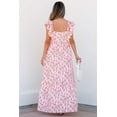 thumbnail image 2 of Pink Floral Print Square Neck Ruffled Strap Maxi Dress, 2 of 3