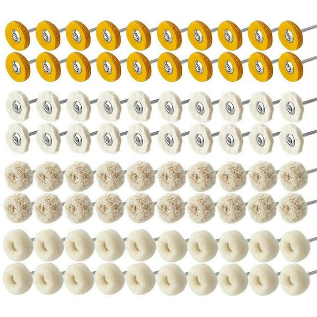 80Pcs 1 Inch Cashmere Cotton Cloth Polishing Buffing Wheel Kit for Rotary Tools, 3mm 1/8Inch Shank Small Polishing Wheel