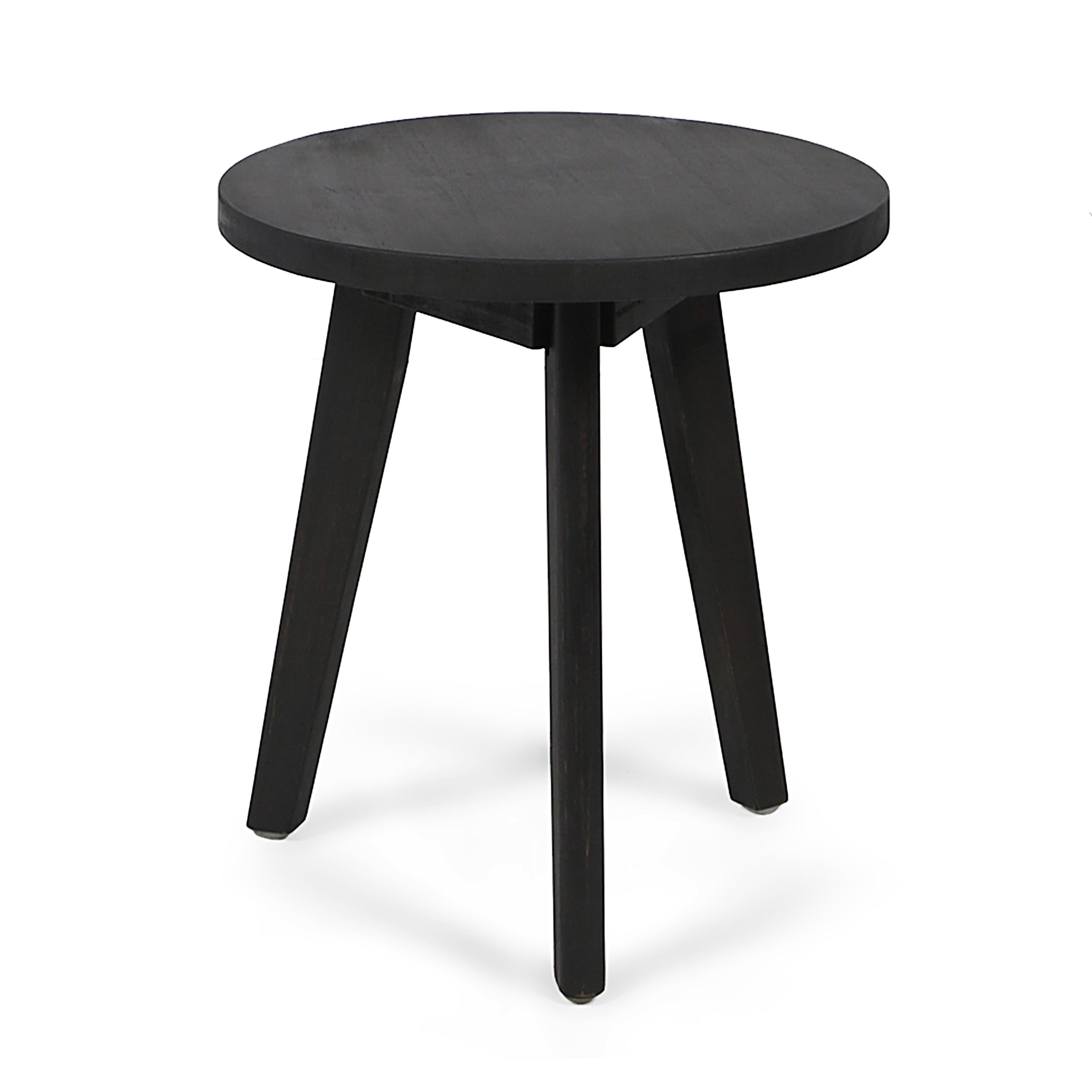 Handcrafted Round Acacia Wood Tripod Side Table, 3‑Leg Mod‑Style Outdoor End Table with 50 LB Weight Capacity for Patio Deck Backyard