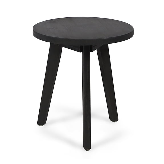 Handcrafted Round Acacia Wood Tripod Side Table, 3‑Leg Mod‑Style Outdoor End Table with 50 LB Weight Capacity for Patio Deck Backyard