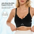 thumbnail image 3 of Deep V Bra Low Cut Sexy Women Seamless Bras No Underwire Plus Size Wireless Push Up Full Coverage Bralette Comfortable Everyday Bras Back Fat Smoothing T-Shirts Bra Black S, 3 of 5