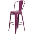 thumbnail image 6 of BizChair Commercial Grade 4 Pack 30" High Purple Metal Indoor-Outdoor Barstool with Back, 6 of 9