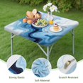 thumbnail image 4 of Blue Wave Marble Pattern Square Fitted Tablecloth with Elastic Edge,Square Table Cover,Washable Elastic Table Cover for Home Kitchen Party Decor 34"x34", 4 of 6