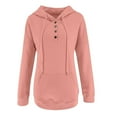 thumbnail image 5 of Scyoekwg Womens Hoodies Pullover Fall Sweatshirts Casual Button Hooded Drawstring Sweatshirts Loose Long Sleeve Sweatshirts With Pocke Pink XS(2), 5 of 6