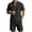 A-Black24, variant on JAJAHO Mens Linen Shirt And Shorts Set Summer Short Sleeve Casual Breathable Comfortable Solid Color V Neck Shirts For Business Travel 2 Piece Versatile Outfit