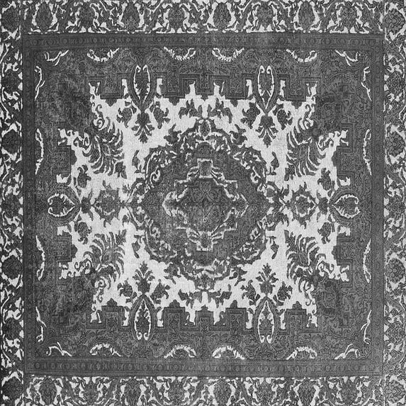 Ahgly Company Indoor Square Oriental Gray Industrial Area Rugs, 6' Square