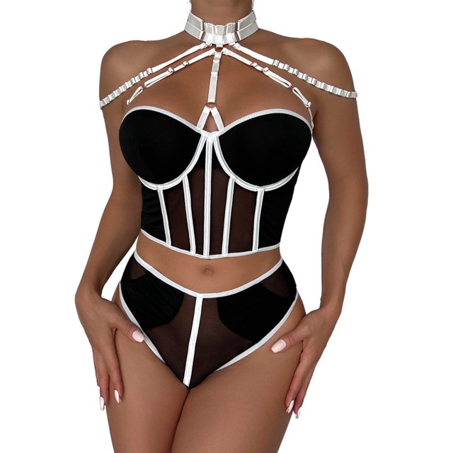 Lencería Sexy Gibobby para mujer Escote En V profundo Encaje Sexy Vestido transparente