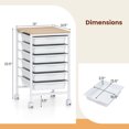thumbnail image 6 of 6-Drawer Rolling Storage Cart with Wooden Tabletop and Lockable Wheels, Mobile Utility Organizer for Art & Craft Office School Storage,White, 6 of 7