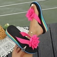 thumbnail image 5 of HNMKIU Flip Flops for Women Bohemian Thick Sole Heel Toe Post Floral Details Summer Relaxation Casual Beach Wear Slippers for Women Outdoor Z01_Hot Pink,8, 5 of 8