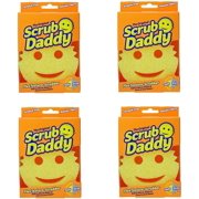 Original Scrub Daddy Sponge - Scratch Free Scrubber For Dishes And Home, Odor Resistant, Soft In Warm Water, Firm In Cold, Deep Cleaning Kitchen And Bathroom, Multi-Use, Dishwasher 4Ct