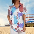 thumbnail image 3 of Camisas De Mujer Camiseta con botones de verano Blusa de mujer con estampado europeo Ropa femenina (Azul claro M) Ygjytge para Mujer azul claro T M, 3 of 6