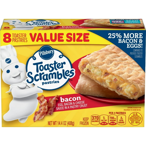 Pillsbury Toaster Scrambles Bacon Frozen Breakfast 8 Ct, 14.4 oz