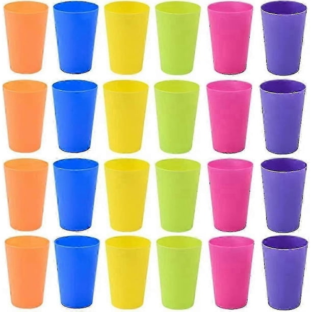 24pcs Plastic Cups Reusable Cups, 160ml Drinking Cups For Kids, 6 Colors Colorful Camping Cups Set Ideal For Kitchen, Outdoor Parties, Picnics, Bbqs