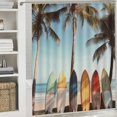 thumbnail image 6 of Pratyus Surfboards Palm Trees Beachy Quick-Drying Shower Curtain Set with Hooks for Bathroom Decoration 100% Polyester Washable Shower Curtain 69x72, 6 of 7