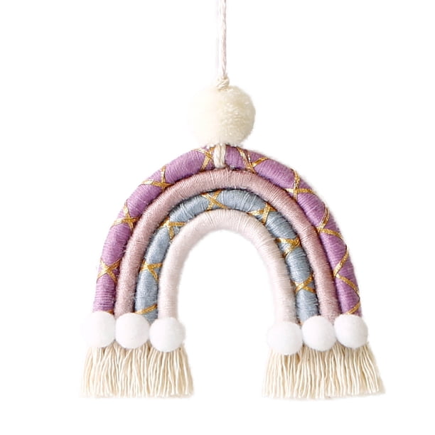 1 Uds. Colgante de coche de felpa arcoíris, accesorios decorativos para tejer en interiores.