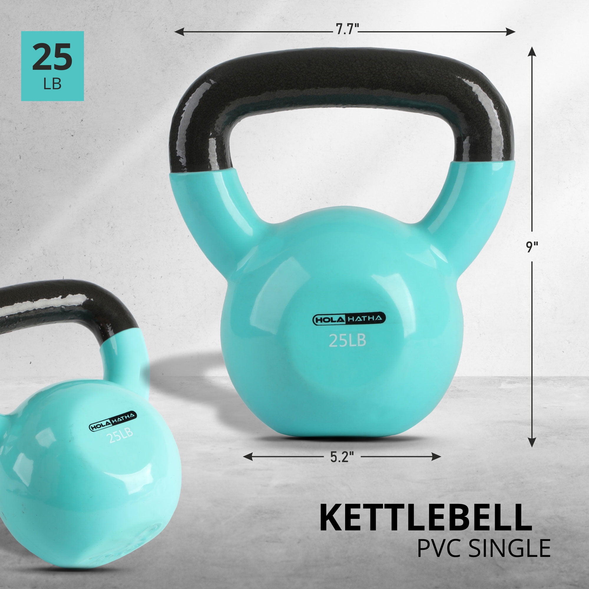 HolaHatha 25 Pound Solid Cast Iron Workout Kettlebell for Strength Training