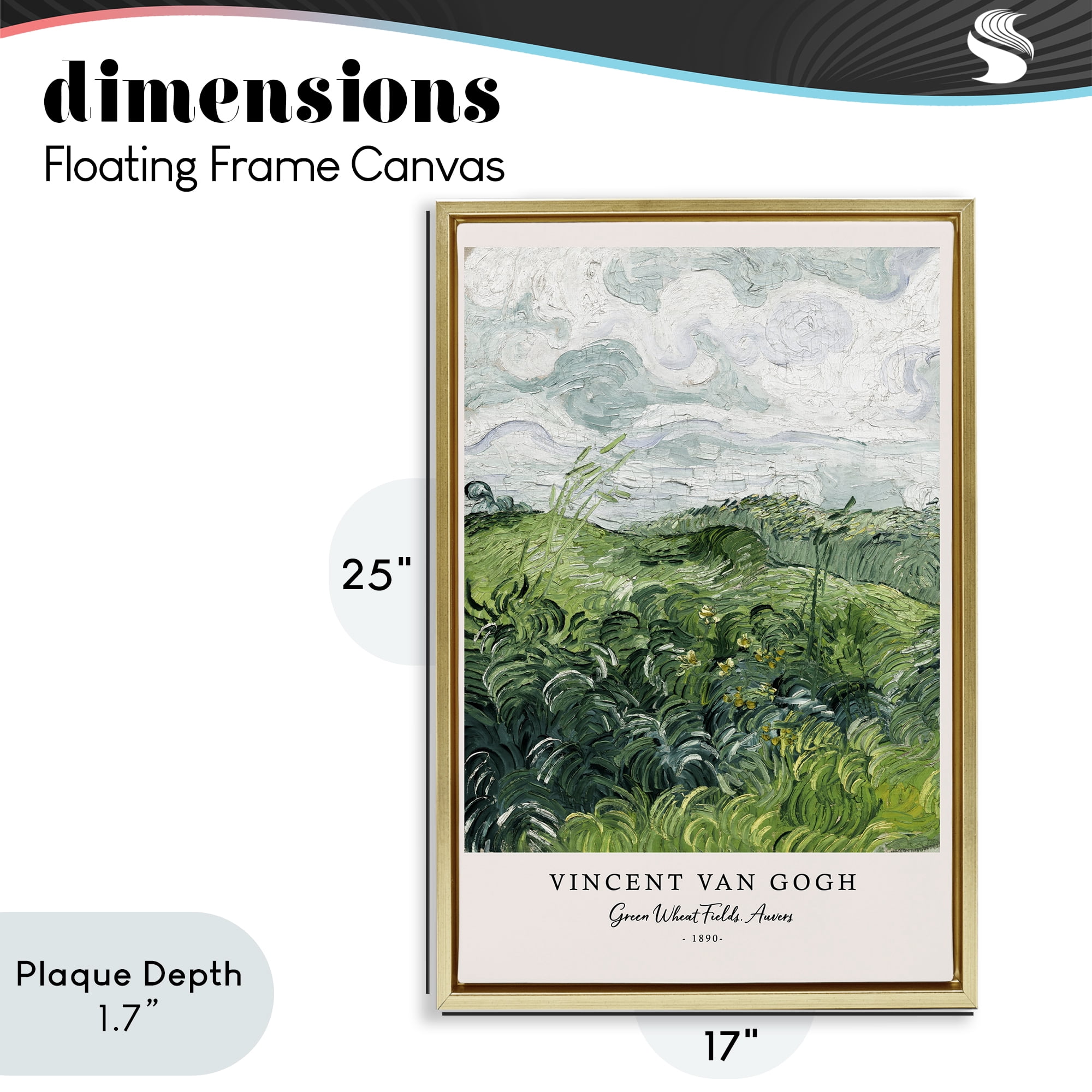 Stupell Industries Classic Green Wheat Fields Gold Framed Floater Canvas Wall Art, design by Vintage Hustle