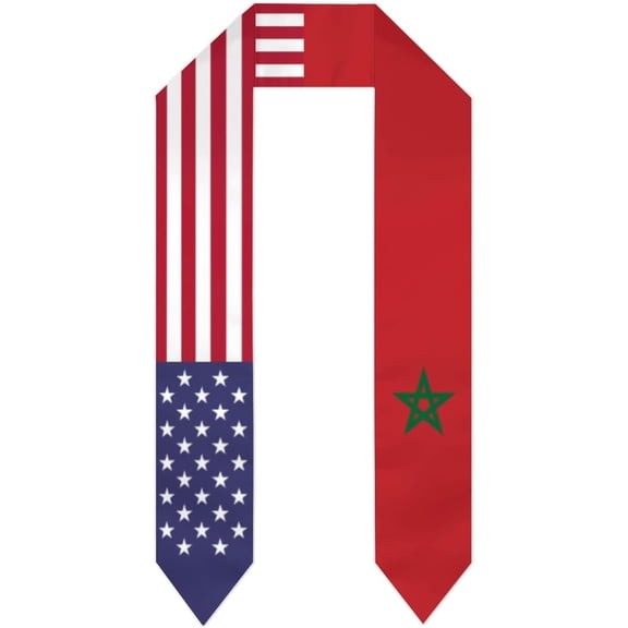 Morocco & USA United States Flag Graduation Stole For International Student Stole Pride Cheers Shawls