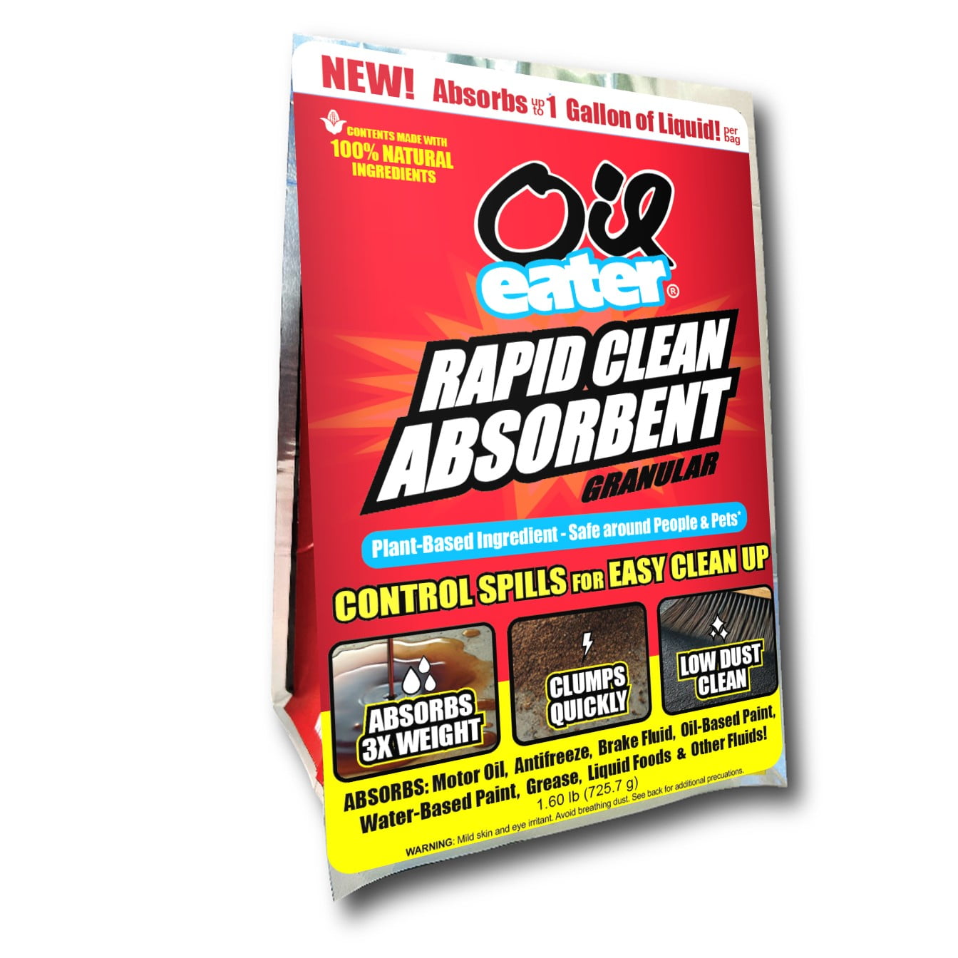 Oil Eater Rapid Clean Absorbent for Spills, 1.6lb Absorbs 1 Gallon Oil & Water