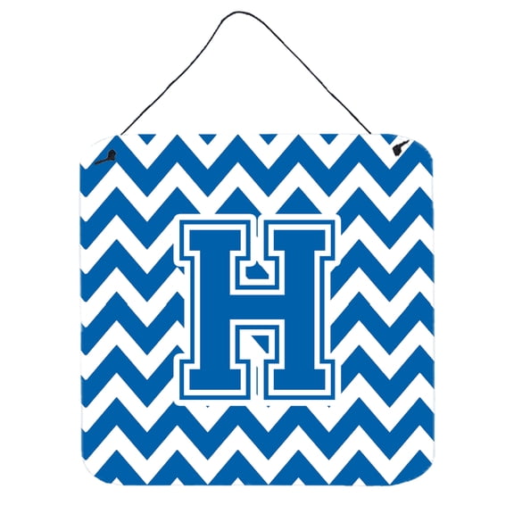 Letter H Chevron Blue and White Wall or Door Hanging Prints