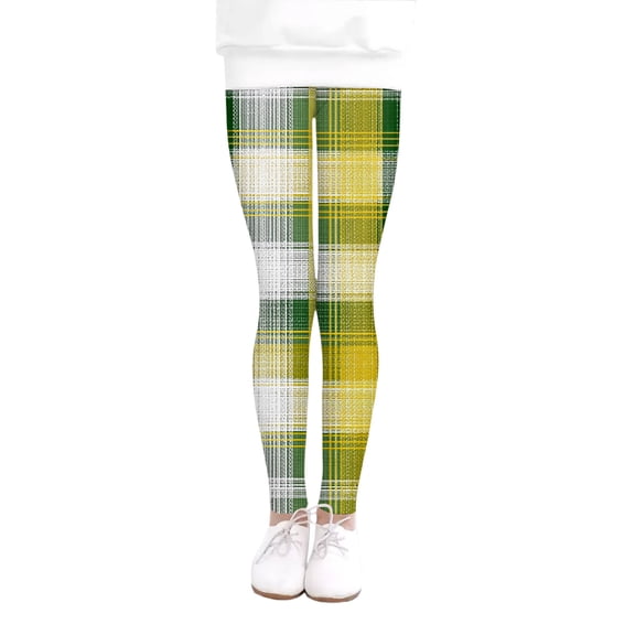 YOUYEDIAN St. Patrick's Day Leggings for Girls Kids Workout Shamrock Clover Graphic Yoga Pants Toddler Holiday Skinny Tummy Control Trousers (Yellow, 11-12 Years)