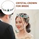 thumbnail image 3 of Tiara de cristal real, corona nupcial, tocado, accesorio para el cabello de novia (base plateada, verde), 3 of 8