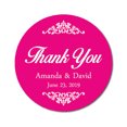 thumbnail image 1 of Darling Souvenir Round 45 Pcs Swirl Border Thank You Stickers Personalized Bride Groom Names And Date Envelope Seals-Fuchsia Pink, 1 of 3