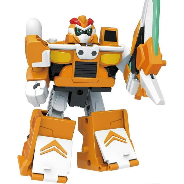 Mixer Truck Transforms into Robot Toy, Engineering Vehicle Warrior Toy, 6-Inch Transformer Robot, Demolition Toys for Boys and Girls Ages 6+ (Orange)
