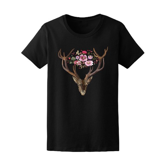 Deer And Flowers Arrangement Tee Women's -Image by Shutterstock