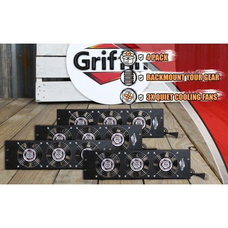 4 PACK Rackmount Cooling Fans | Griffin Triple Studio Audio Gear Panel PA System