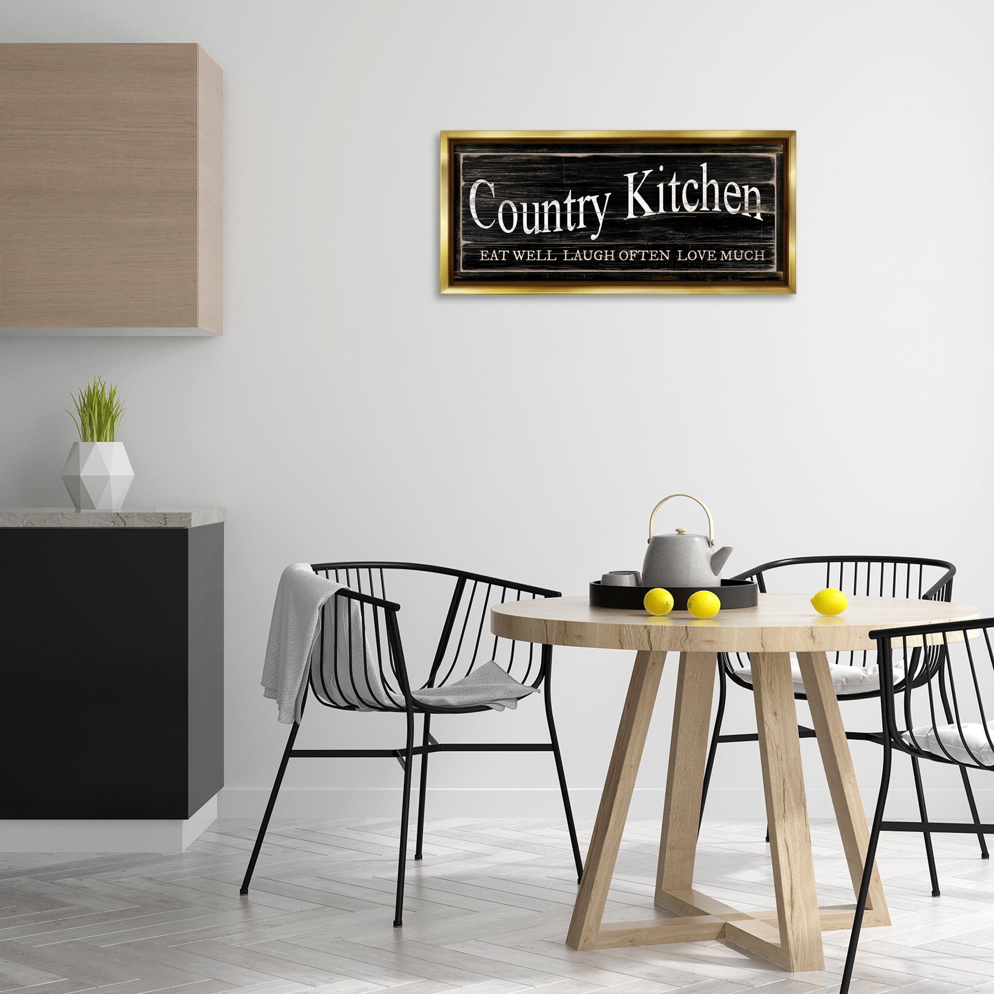 Stupell Industries Rustic Country Kitchen Typography Painting Gold Floater Framed Canvas Art Print Wall Art, 31 x 14